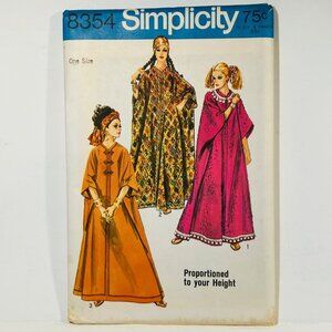 1960s Simplicity 8354 Misses Caftan Vintage Sewing Pattern One Size UNCUT